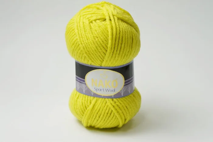 Пряжа Sport wool 100гр/120м NAKO, жовтий лимонний, 10633