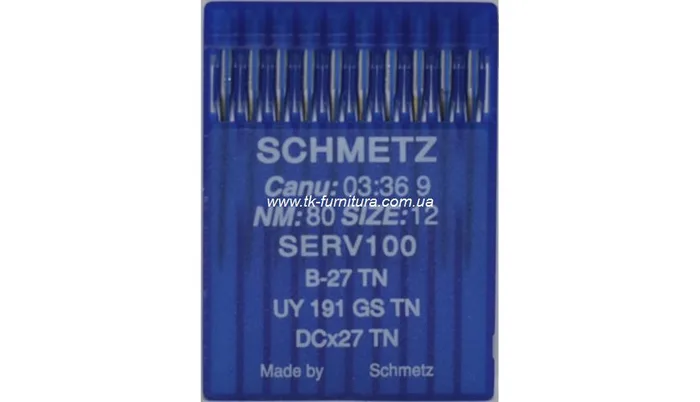 Голки DCх27 для оверлоку №80 (товста, кругле стандартне вістря), SCHMETZ