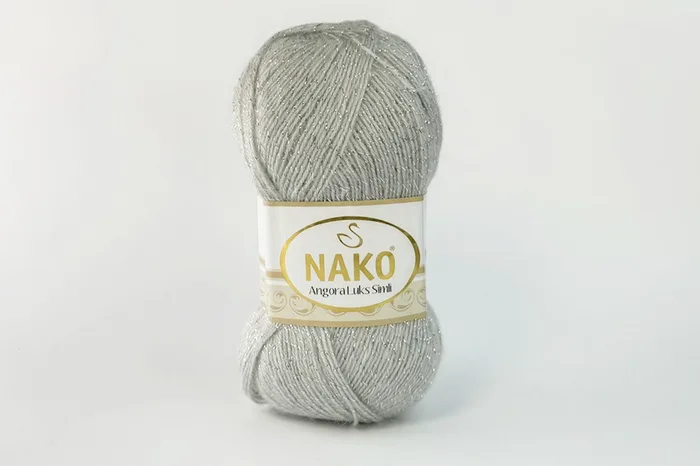 Пряжа 100гр/550м Angora Luks Simli, сірий світлий, 969
