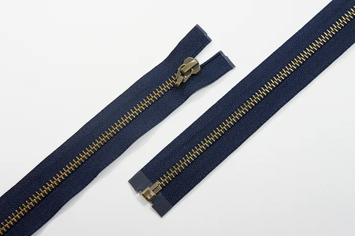 Блискавка YKK, T5, стара латунь, 1 замок, (без пулера) 75 см, синій темний