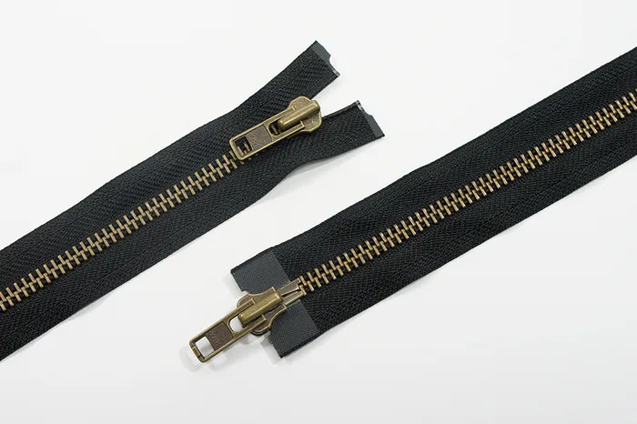 Блискавка YKK, T8, стара латунь, 2 замки, 100 см, чорний