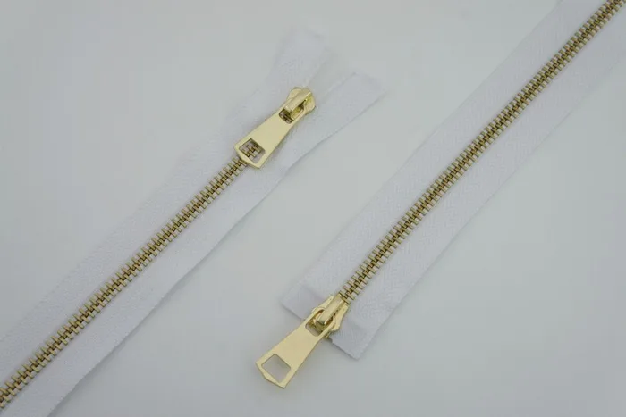 Блискавка T5, 2 замки, gold. 75 см MH, білий