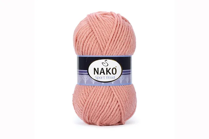 Пряжа Sport wool 100гр/120м NAKO, фрезовий рожевий, 2807