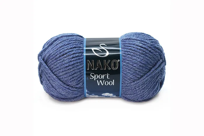 Пряжа Sport wool 100гр/120м NAKO, синій темний, 21362