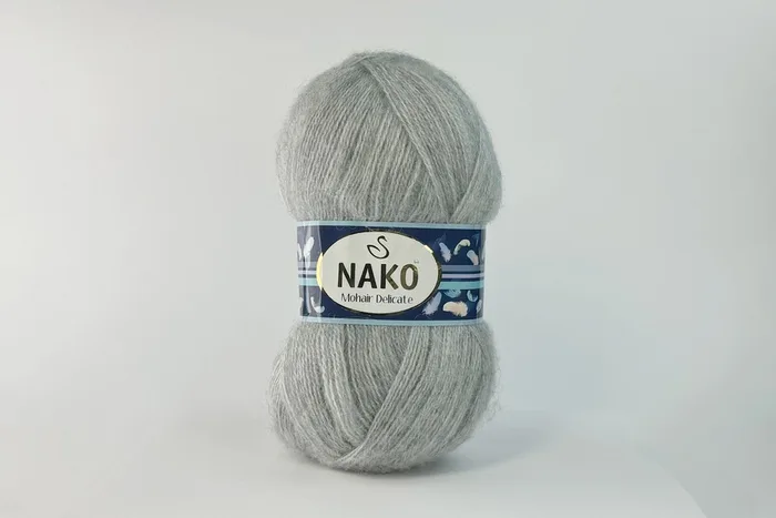 Пряжа Mohair Delikate 100гр/500м NAKO, сірий світлий, 6128
