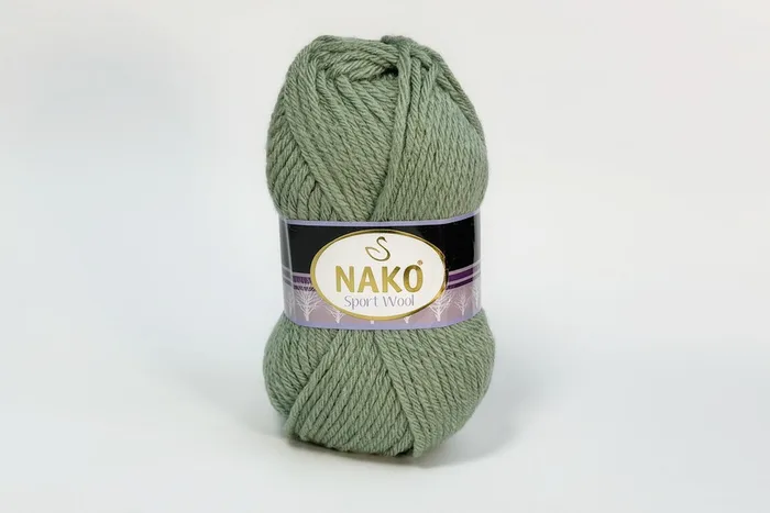 Пряжа Sport wool 100гр/120м NAKO, полиновий сірий, 10307