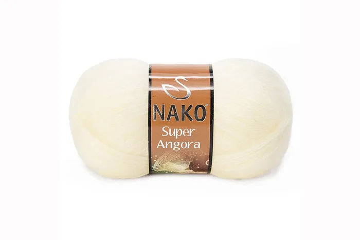 Пряжа Super angora 100гр/395м NAKO, молочний кремовий, 256