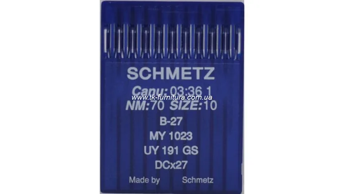 Голки DCх27 для оверлоку №70 (товста, кругле стандартне вістря), SCHMETZ