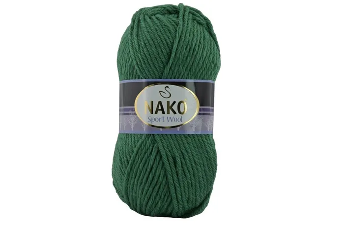Пряжа Sport wool 100гр/120м NAKO, зелений яскравий, 13871